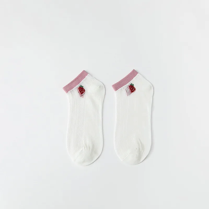 Свежие и милые розовые сетчатые женские короткие носки весенне-летние дышащие