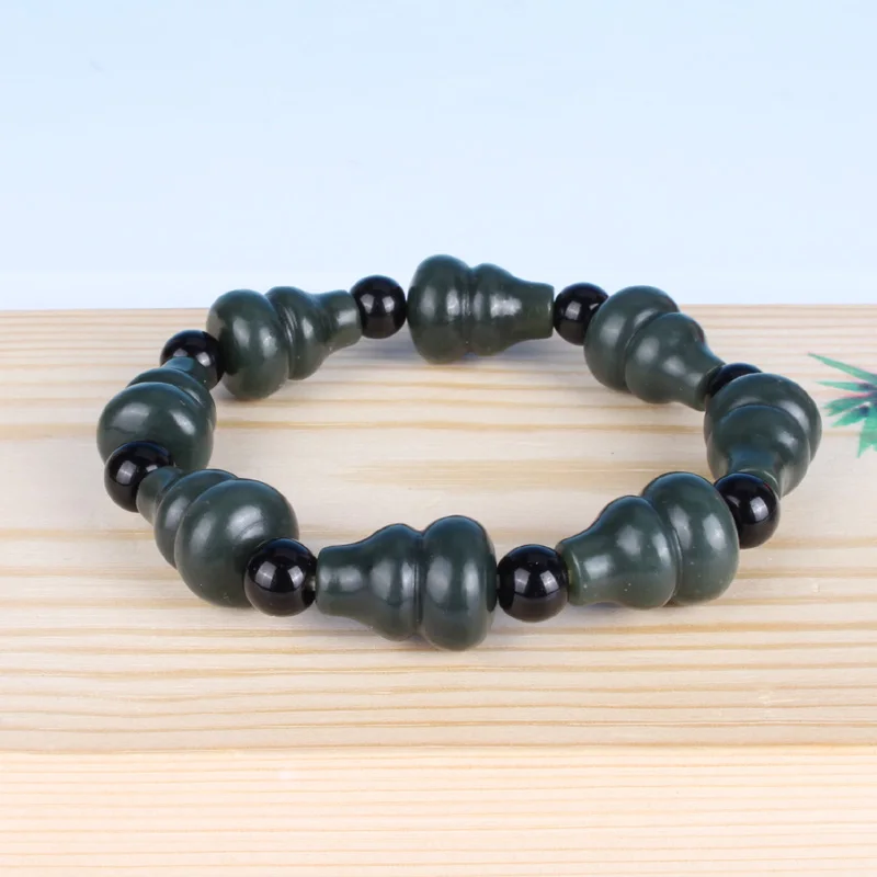 Натуральный китайский браслет из Нефритовой тыквы Hetian эластичные бусины Изящные