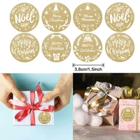 500pcsroll 3 8cm merry christmas kraft paper stickers label gift package seal diy decoration stationery stickers