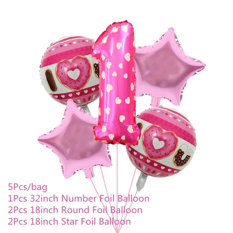 5Pcs Chicinlife 1 день рождения воздушный шар с днем рождения баннер Baby Shower мальчик девочка первый день рождения украшения Детские сувениры Поставки - Цвет: 5Pcs