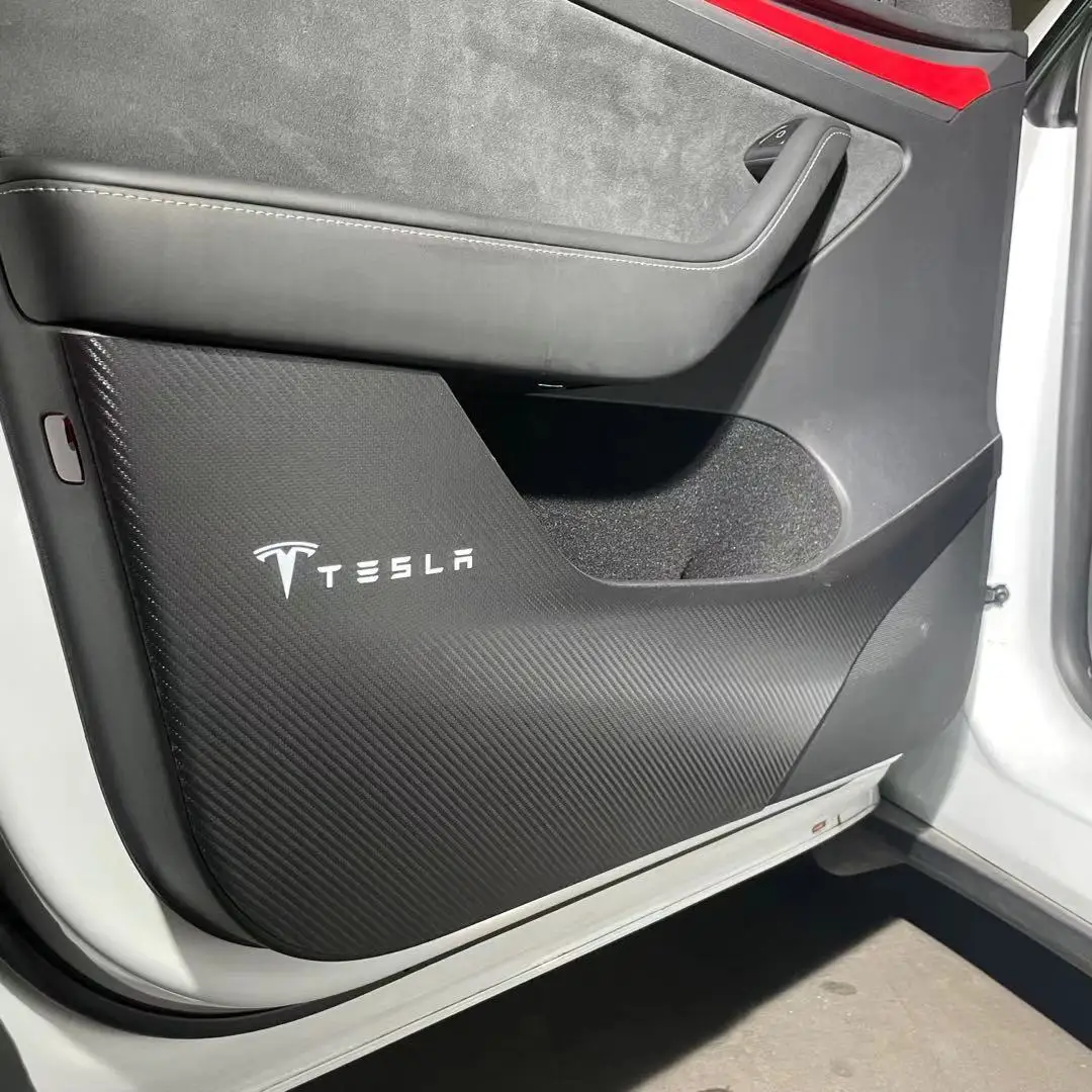 

4pcs Door Stickers for Tesla Model 3 Protection Film model Y resist film matte Carbon fiber pattern