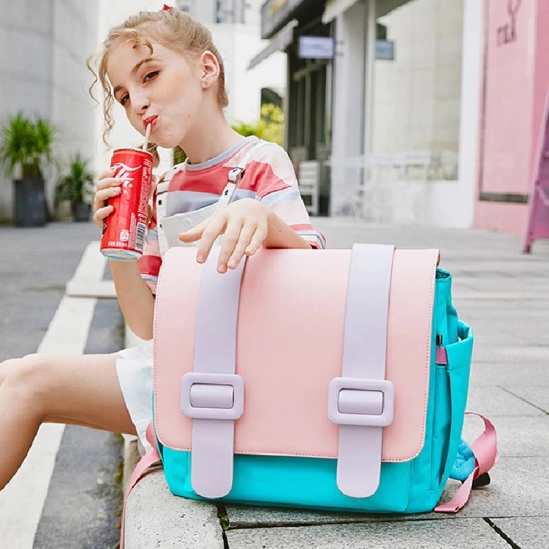 

Pink Macarons Girls School Bags for Grade 1-4 Girls Primary School Children Backpacks Candy Color Orthopedic Satchels Portfolio