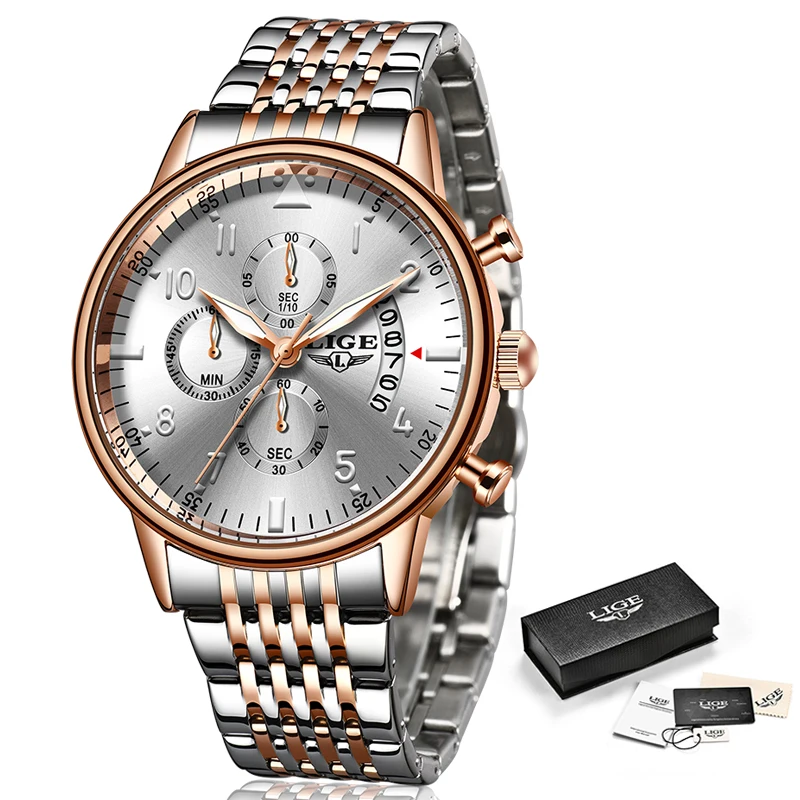 

2020 LIGE Top Original Men's Watches Fashion Waterproof Watch For Men Multifunctional Chronograph Sports Digital Watch Luminous