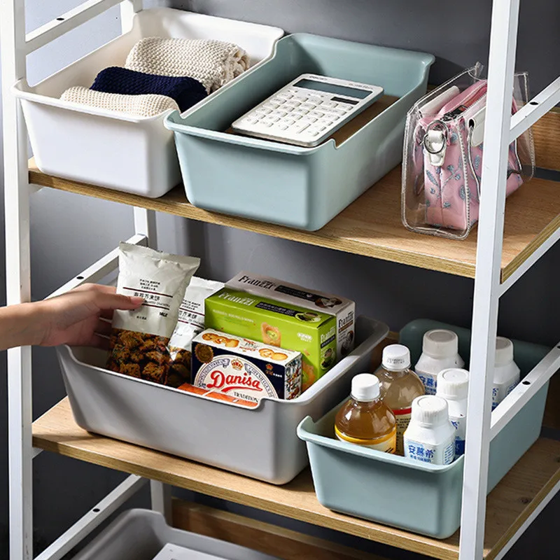 

Multifunctional Plastic Desktop Storage Basket Snacks Cosmetics Sundries Organizer Toy Bathroom Kitchen Storage Box Container