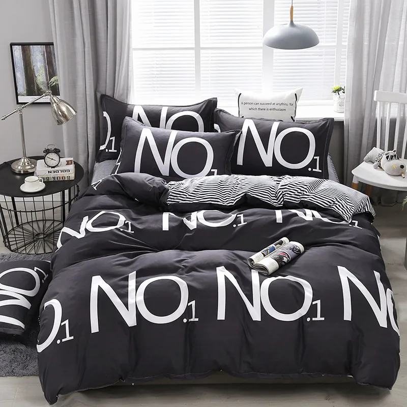 Домашний Комплект постельного белья серого и синего цвета пододеяльник AB side