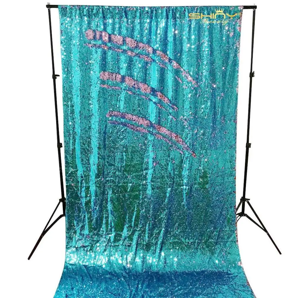 Блесток шторы фон 4FTx7FT Русалка с пайетками для Photo Booth бирюзового до крыльями