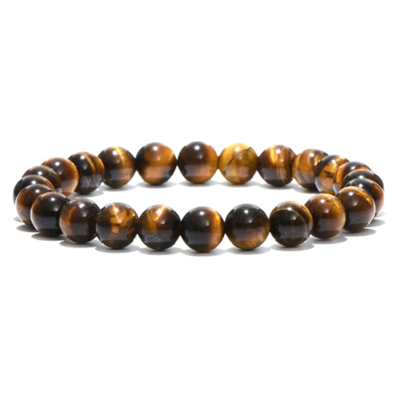 Браслет из бисера 8 мм натуральный камень тигровый глаз оникс бусины лечебных