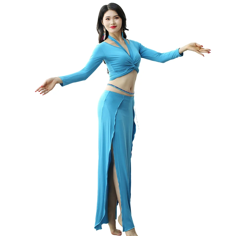 

New Bellydance Costume Yellow/Blue Color Long Sleeve Oriental Dance Egypt Gypsy Skirt Bollywood Tribal Belly Dance Clothing 1294