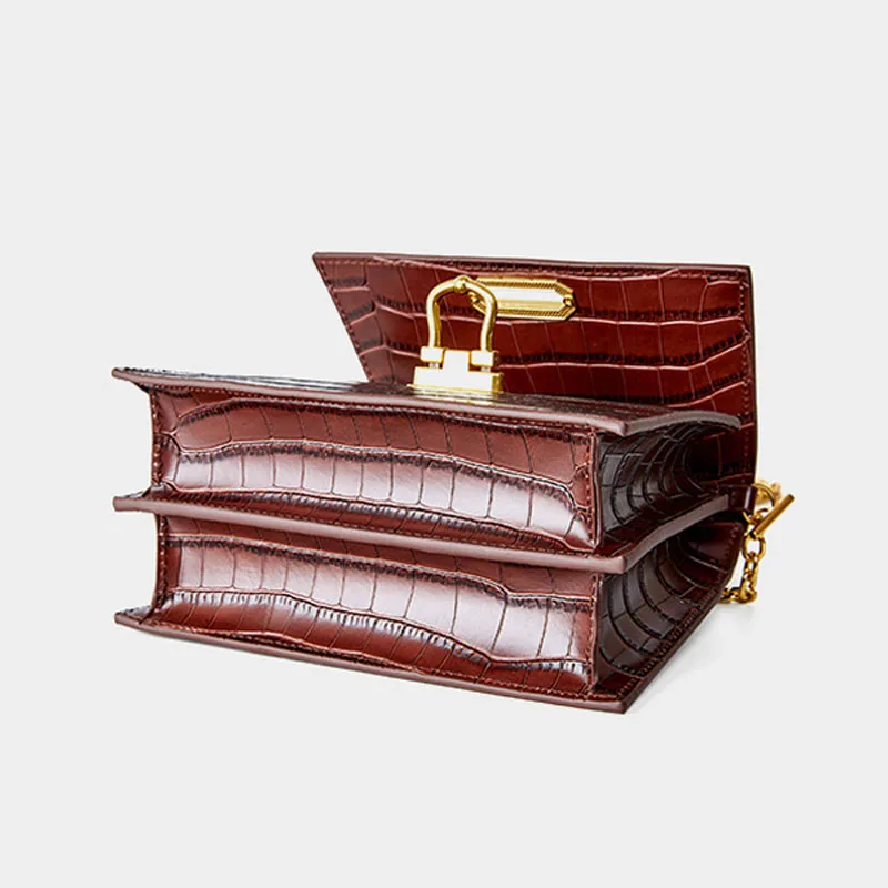 

New Women's famous brand Retro lock leather handbags new crocodile pattern crossbody handbags handbags shoulder bags ladies bags