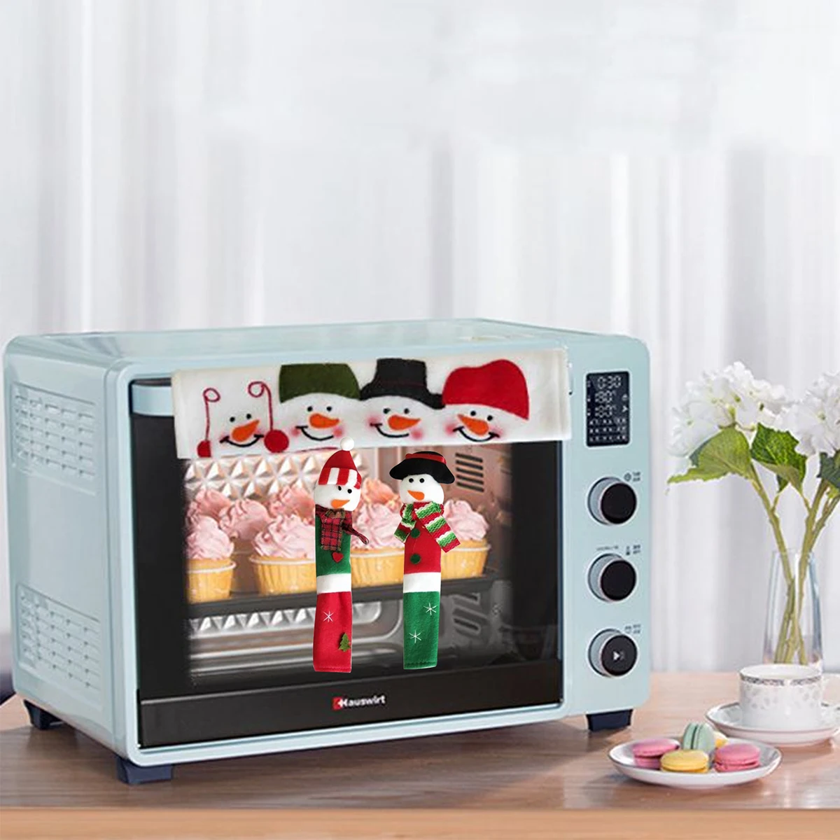 

GENNISSY Christmas Microwave Oven Xmas Christmas Party Decor Fridge Handle Covers Santa Claus Door Knob Protector Gloves