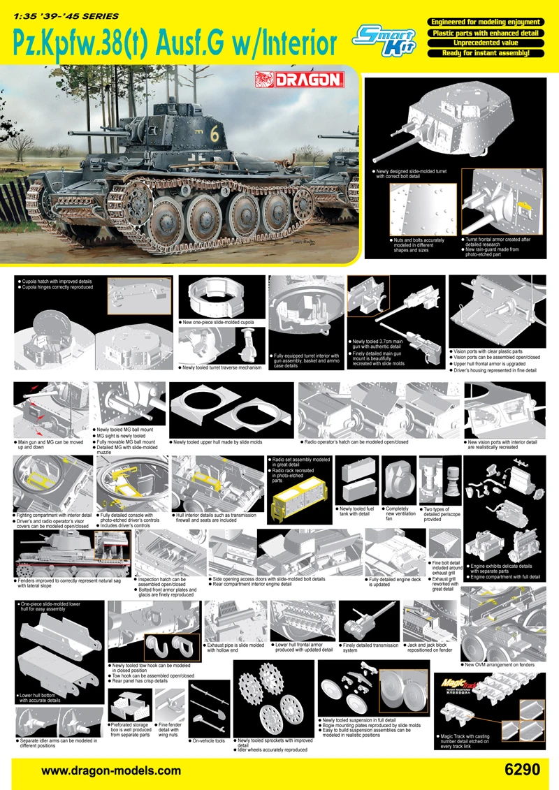 W/магической дорожки [Дракон] Dra 6290 Pz.Kpfw.38(t) Ausf.G w/интерьер|Наборы для сборки