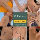75 видов милых татуировок, наклеек, медведь, звезда, смайлик, английские Временные татуировки, подходит для летних татуировок