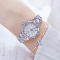 bs japanese movement watches for women small white diamond fashion wristwatch ladies quartz watch silver waterproof female clock