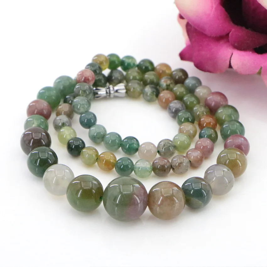 Высококачественное натуральное гемологическое ожерелье из индийских агатов с бусинами 6-14 мм для женщин и девочек, ювелирное изделие, подарок на Рождество, йога, оптовая цена.