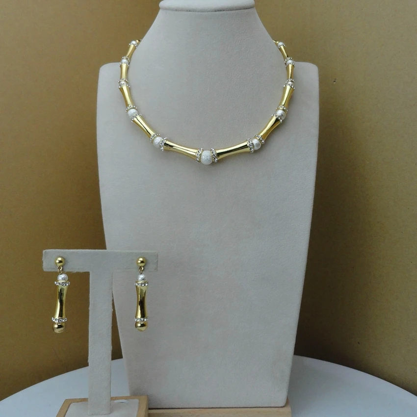 Yuminglai простой дизайн Дубай золотые Ювелирные наборы ожерелье и серьги FHK9482 |