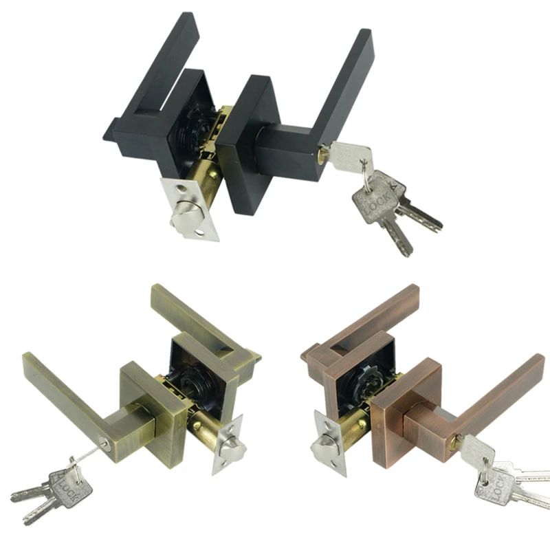 Door Handle Lock Square Channel Privacy Mask Interior Bedroom Room Bathroom Three-Bar Spherical Promotion | Строительство и