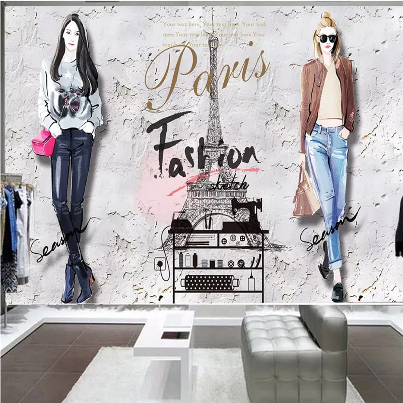 Персональный магазин одежды промышленный Декор Настенные обои 3D Париж модная