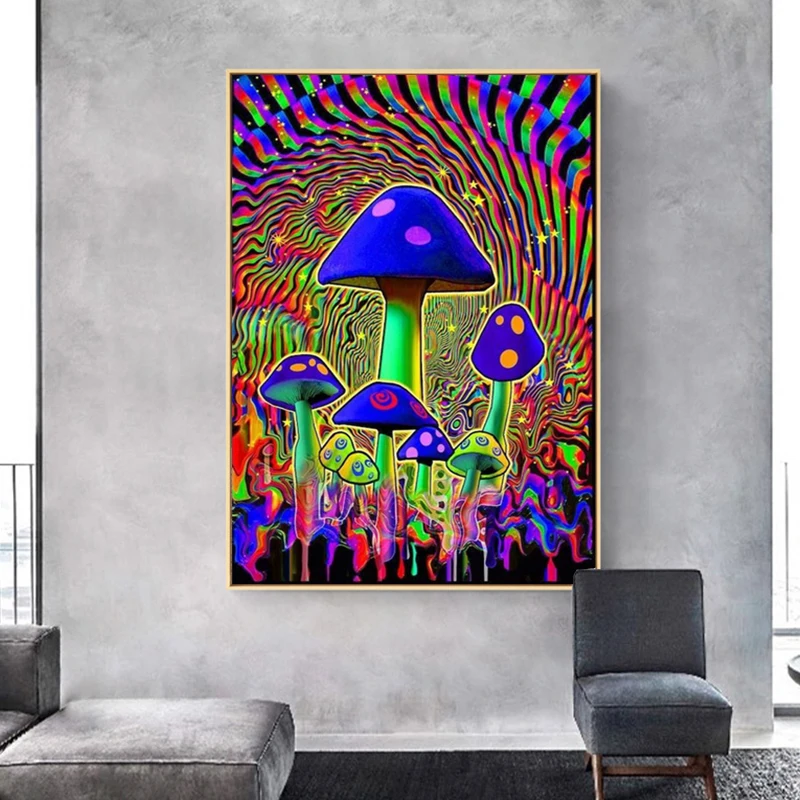 

Abstract Modern Colorful Mushroom Graffiti Art Canvas Painting Wall Art Posters and Prints Wall Art Pictures for Living Room