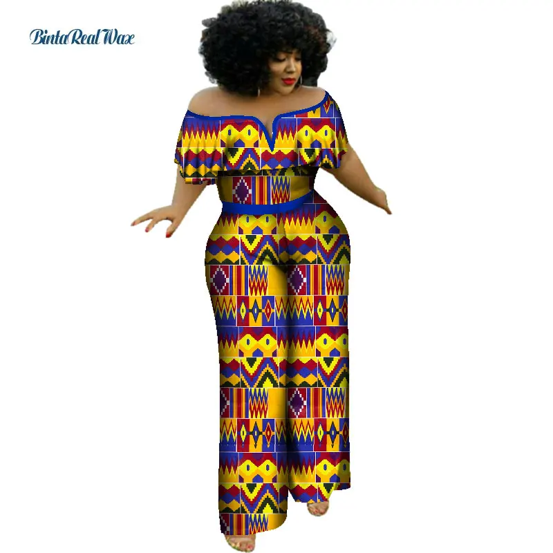 Летний хлопковый комбинезон с v образным вырезом Африканский Воск для печати