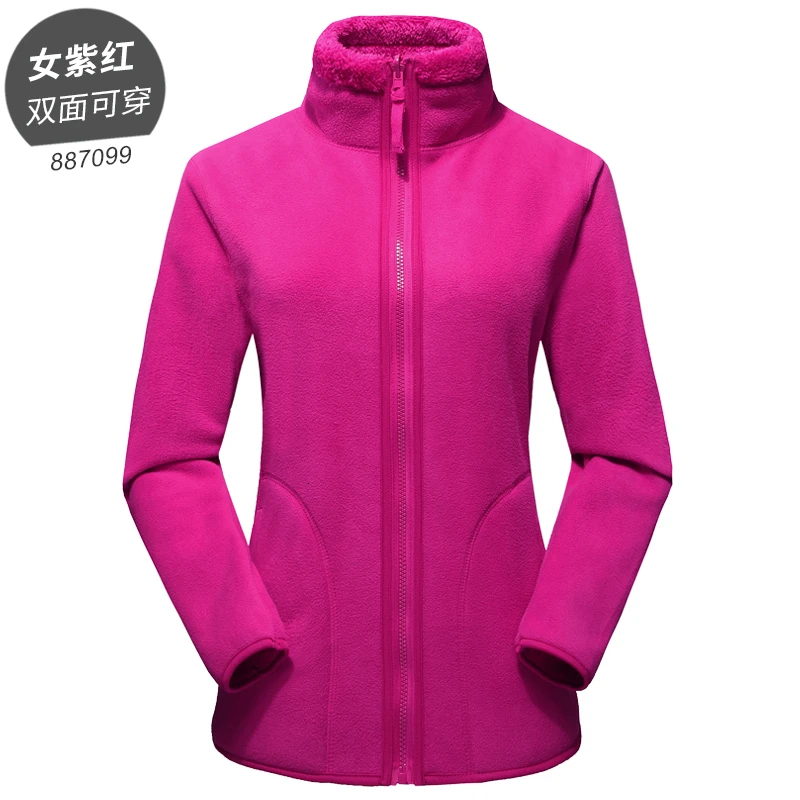 Winter Large Size Plus Velvet Reversible Jacket Men Women Outdoor Trekking Hiking Climbing Coat Sports Thermal Fleece Clothes