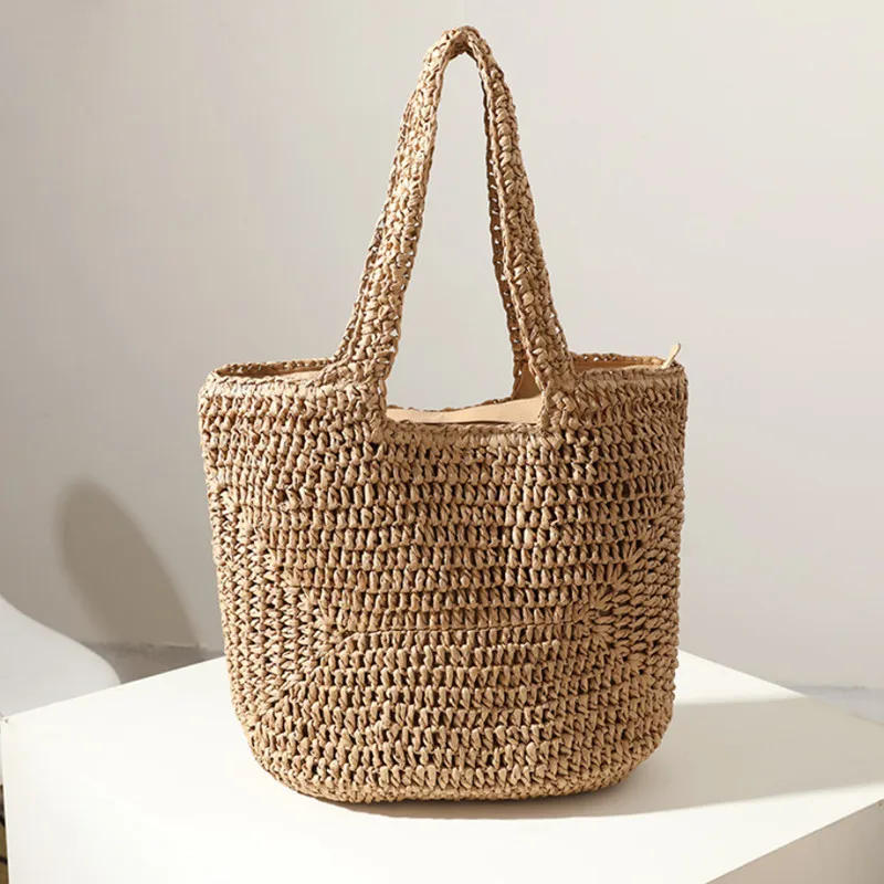 Соломенная Сумка на одно плечо портативная полукруглая плетеная сумочка большой