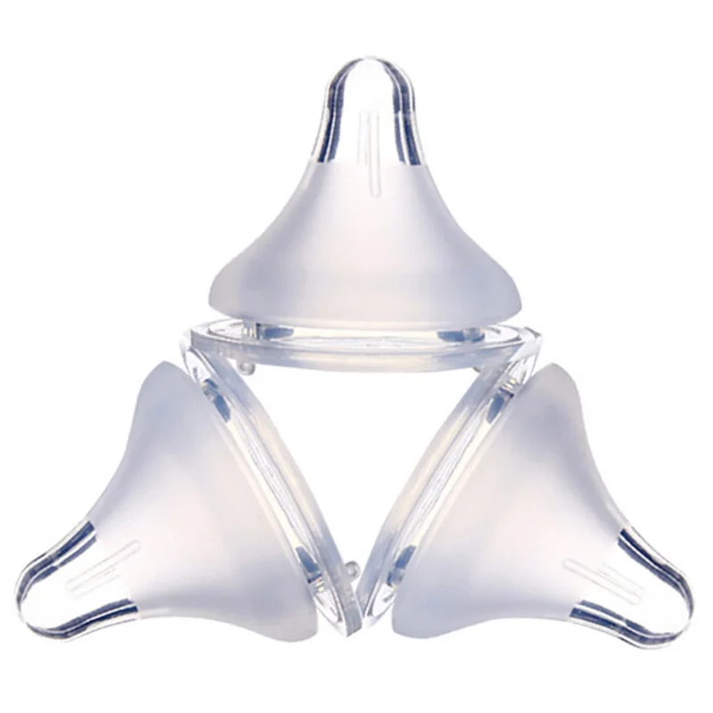 

3 Sizes Circular Hole Teat Silicone Wide Mouth Nipple Matte Thick Infant Baby Kids Teether Care Milk Feeding Bottle Pacifier