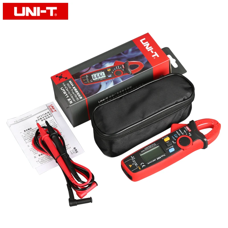 Миниатюрные клещи UNI-T UT211B AC / DC 60A; Амперметр True RMS, V.F.C./NCV/ Тест сопротивления / емкости, подсветка ЖК-дисплея - Цвет: UT211B
