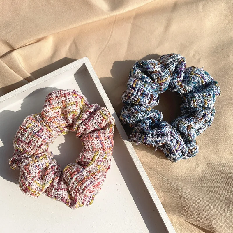 

Winter Warm Soft Hair Scrunchies Plaid Elastic Hair Band Women Girls Ponytail Holder Hair Rubber Band Hair Ties Hair Accessories