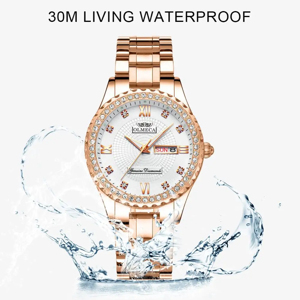 OLMECA Women Wrist Watch Fashion Auto Date Luxury Quartz Watches Relogio Feminino 30M Waterproof Clock Lady Style | Наручные часы