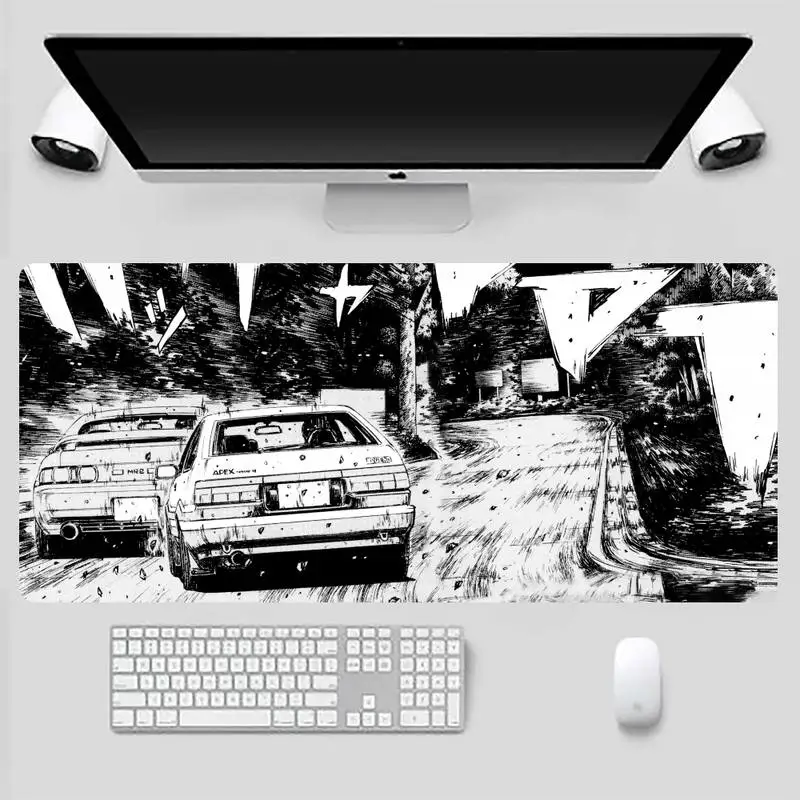 

anime initial D funny illustration comic Natural Rubber mousepad Desk Mat Game Office Work Mouse Mat pad X XL Cushion mouse pad