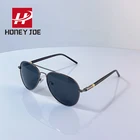 Мужские поляризационные солнцезащитные очки авиаторы в металлической оправе с пружинным шарниром UV400