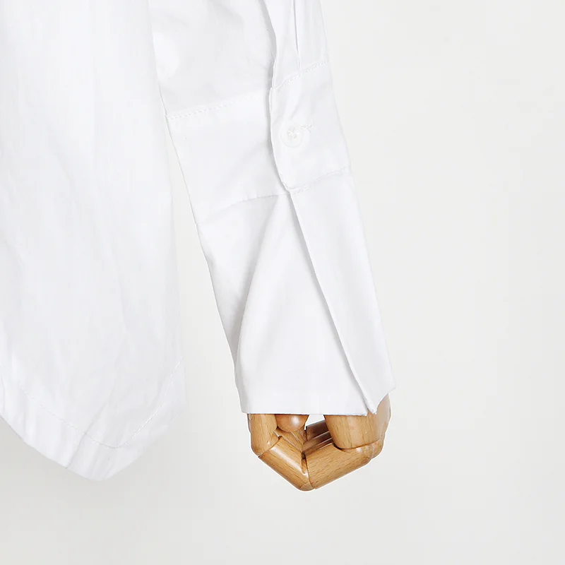 

TWOTWINSTYLE Irregular White Shirt For Women Lapel Long Sleeve Casual Solid Blouse Female Fashion New Clothing 2020 Autumn Tide