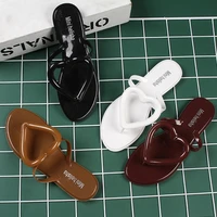 2021 summer new womens flat bottom flip flops fashion solid color sandals open toe slippers outdoor womens shoes plus size 40