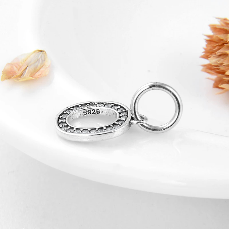 Бусина-Шарм из серебра 925 пробы с буквами о и кристаллами | Украшения аксессуары