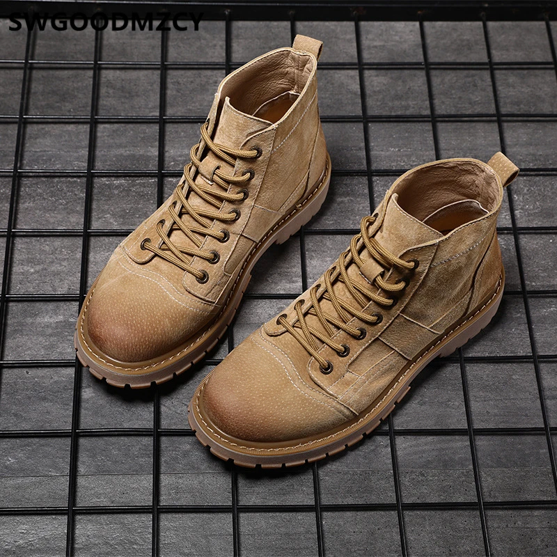 Мужские ботинки из натуральной кожи Черные ботильоны Мужская зимняя обувь