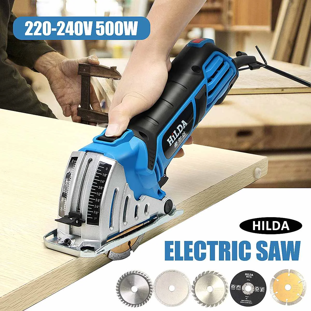 

HILDA JD3522C 500W Electric Portable Hand Circular Saw Power Wood Power Tool 220-240V Multifunctional Portable Electric Saw
