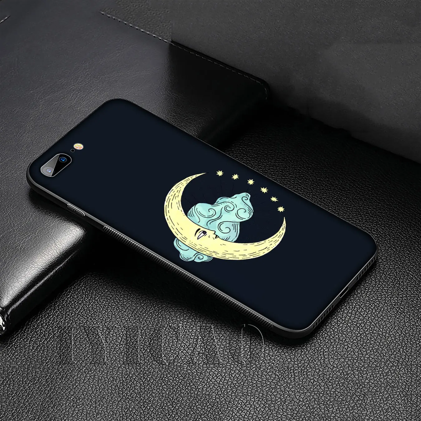 IYICAO Gold moon and Sun Aesthetic Soft Silicone Cover Case for iPhone 11 Pro XR X XS Max 6 6S 7 8 Plus 5 5S SE Black Phone |