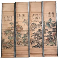 china old scroll painting four screen paintings middle hall hanging painting calligraphy four floor drawing
