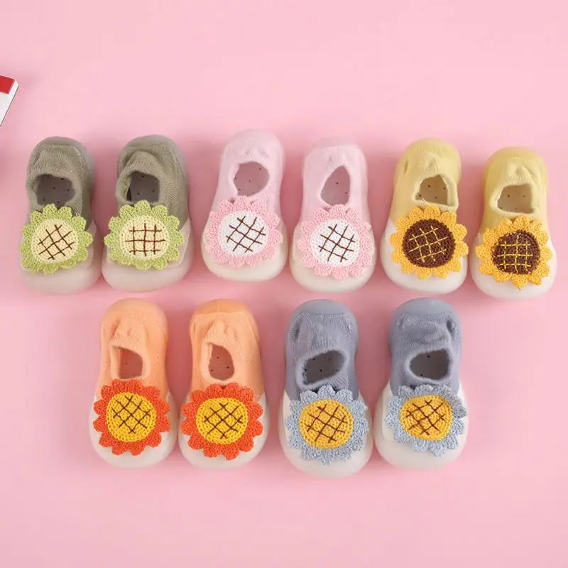 

Cartoon Anti-Skid Floor Socks Spring And Autumn Leopard Print Children's Rubber Sole Shoes Baby Toddlers'Shoes And Socks