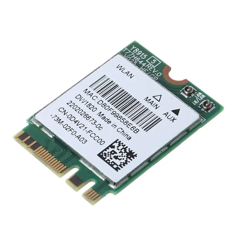 Для Dell Wireless 1820 DW1820 WLAN WiFi 802.11AC + BT 4 1 M.2 WIFI карта D4V21|Сетевые карты| |
