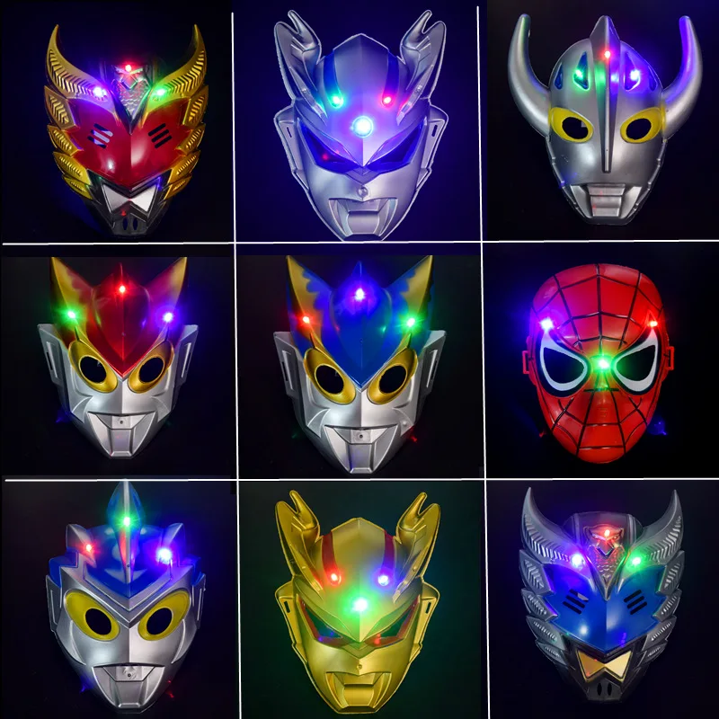 

Glowing Children's Cartoon Ultraman Anime Mask Set Halloween Prom Party