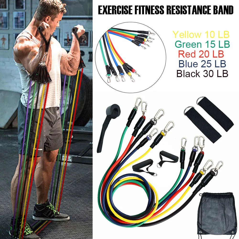

11Pcs/Set Latex Resistance Bands Yoga Pull Rope Expander Fitness Equipment Elastic Bands for Fitness Exercise Drop Shipping