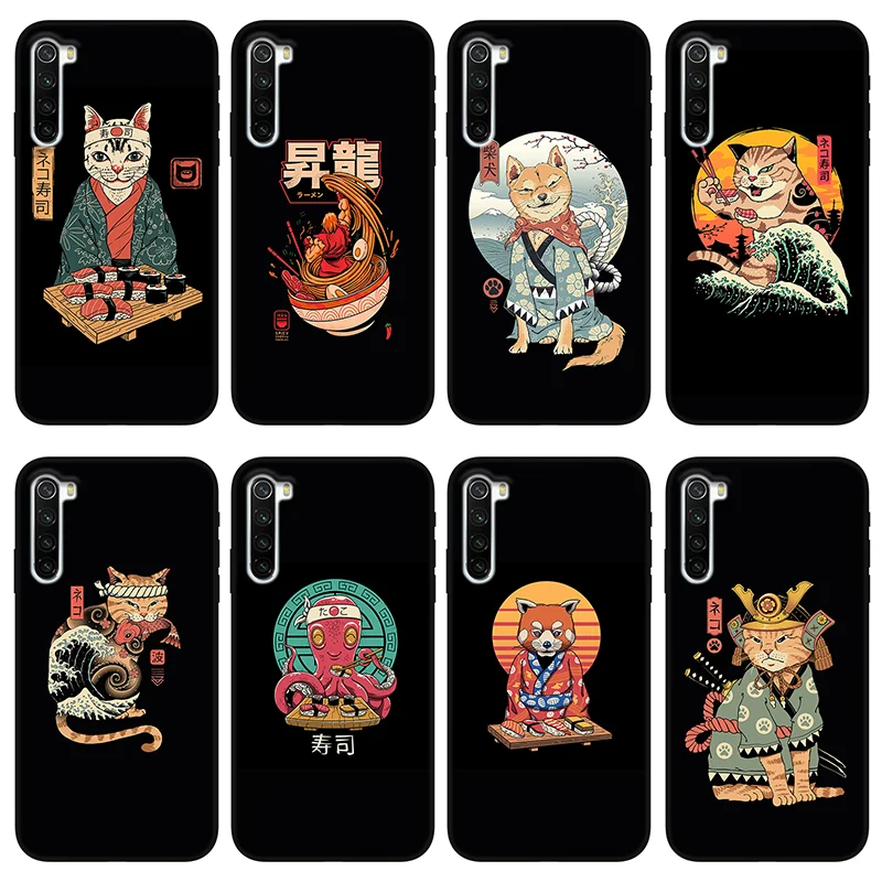 

Black sushi cat phone Case For Samsung Galaxy S20 A71 30s 51 10 70 20 40 20s 31 10s A7 A8 2018 black Cover