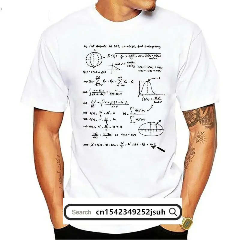 

Trendy New Arrival Tee for Men Pure Cotton Meaning Of Life Shirt Math T Shirts Short Sleeve Crew Neck Mathematical Casual Tshirt