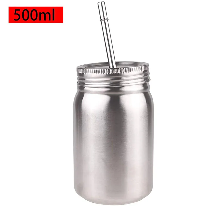 700 мл Нержавеющая сталь стаканы с крышками соломы банка Мейсона стакан соломинки