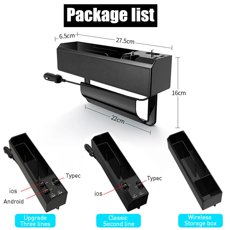 23 cables seat gap organizer in car seat slit pocket storage box abs leather case usb charger front driver crevice auto bag free global shipping