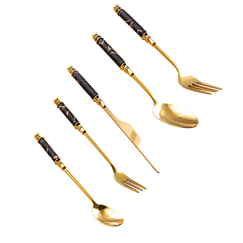

Ceramic Dinner Set Stainless Steel 5pieces Tablespoon Knifs Fork Sets Eco Friendly Children's Cutlery Sets Utensil For Kitchen