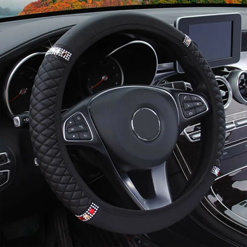 

15''/37-38cm Steering Wheel Cover Accessories Black Car Diamond Replacement