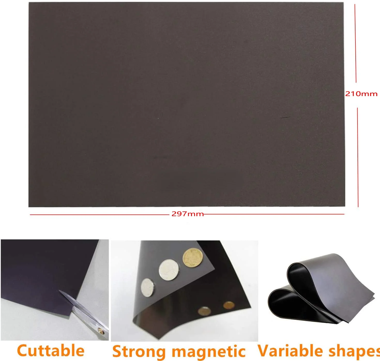 

A4 0.5mm Magnet Sheets Black Magnetic Mats for Refrigerator Photo and Picture Cutting Die Craft Magnets Magnetic Universial