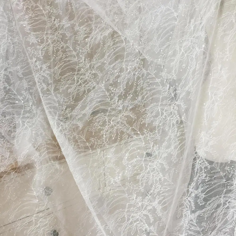 5 ярдов/партия кружевная ткань с блестками и вышивкой в виде листьев многослойная